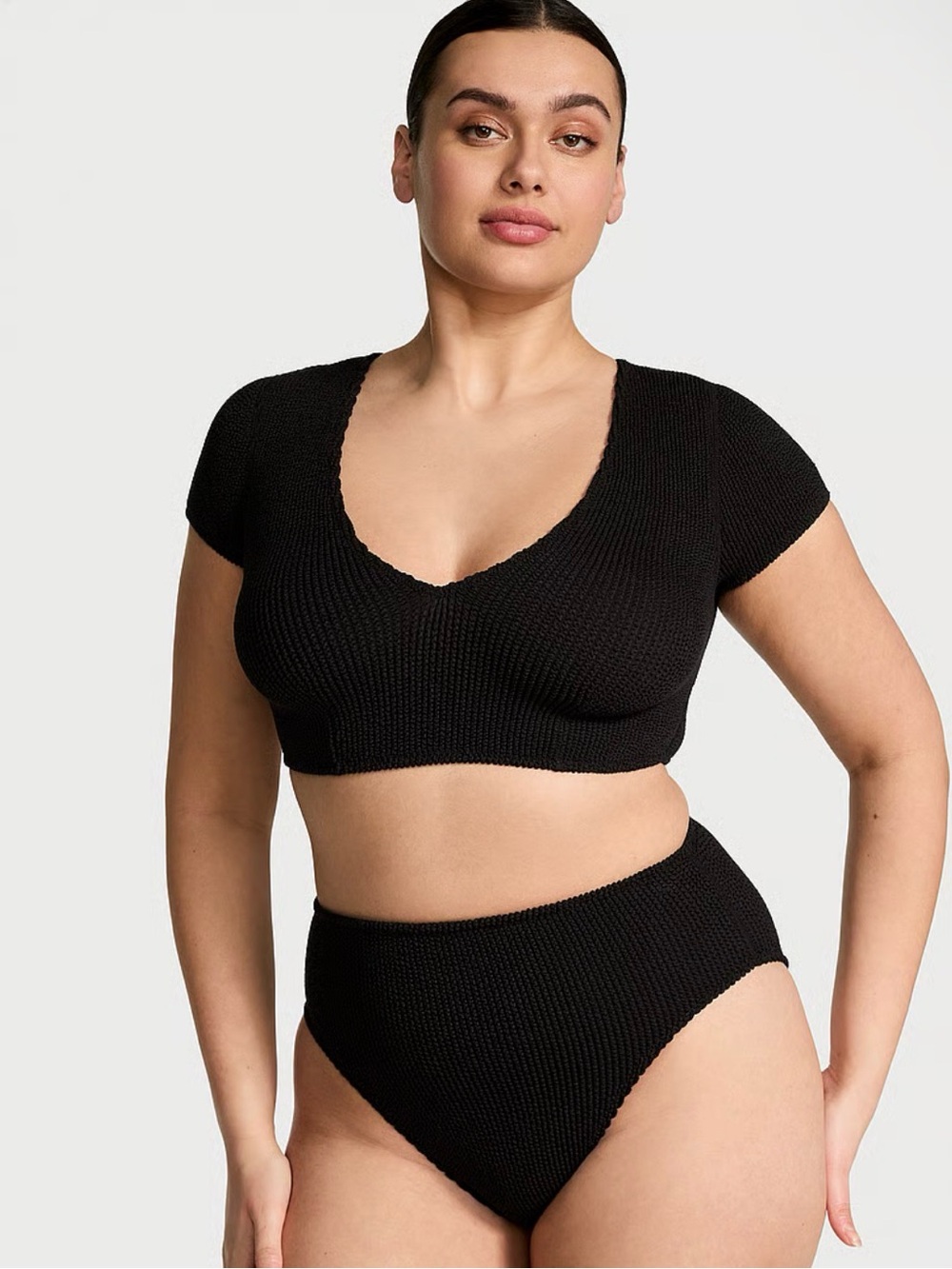 VS Crinkle Short-Sleeve Bikini Top